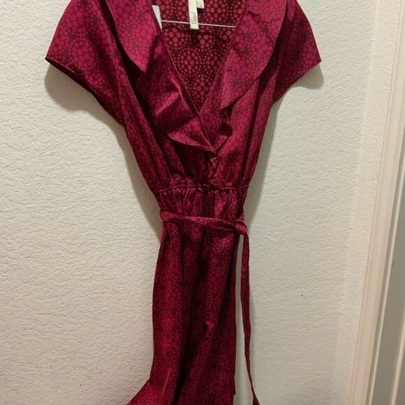 Fossil Red and pink polka dot dress with ruffles size medium - Picture 1 of 8